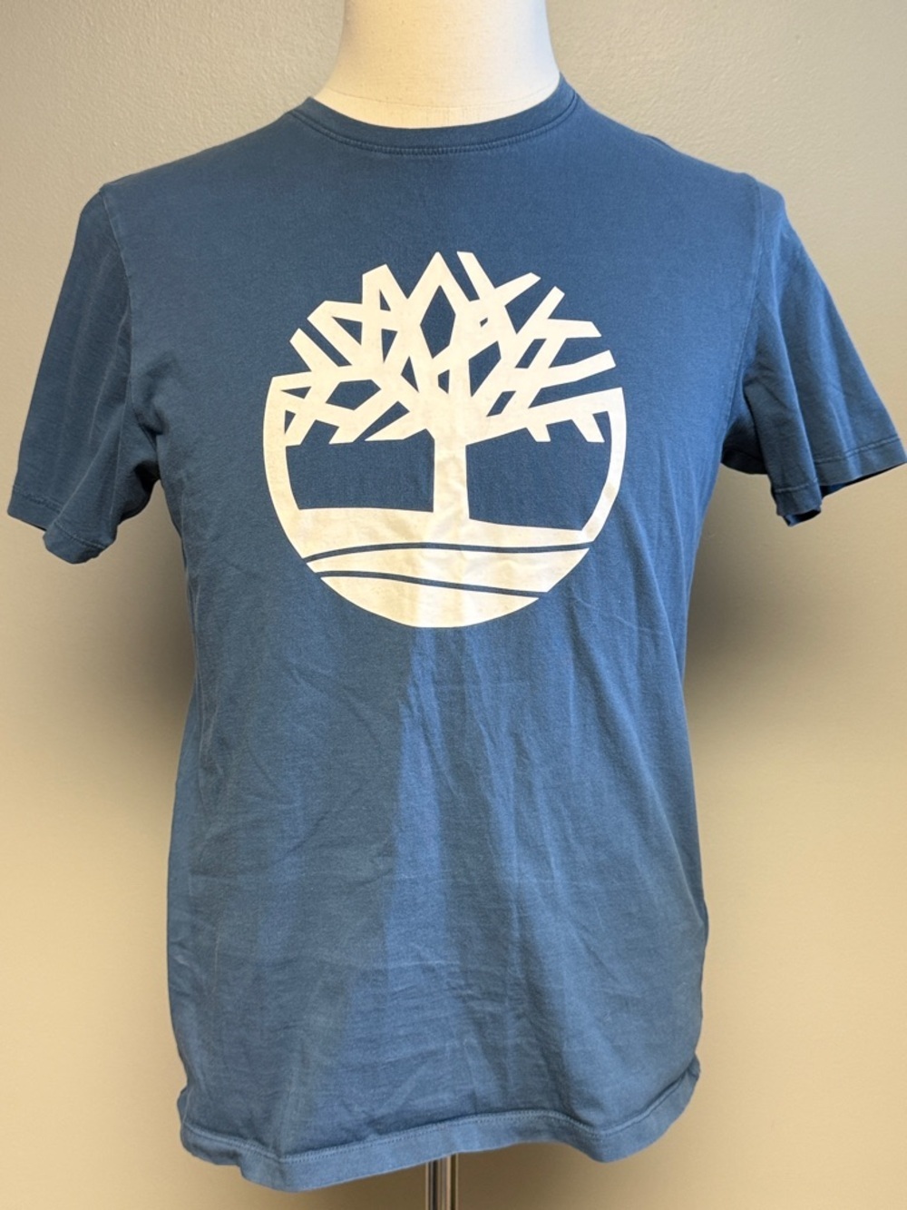 Timberland Blue Logo T-Shirt Small Regular Fit Organic Cotton